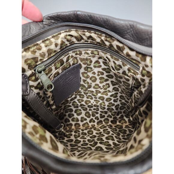 Brighton 2 tone Black & Bronze Crossbody Purse Tassel - Picture 10 of 11